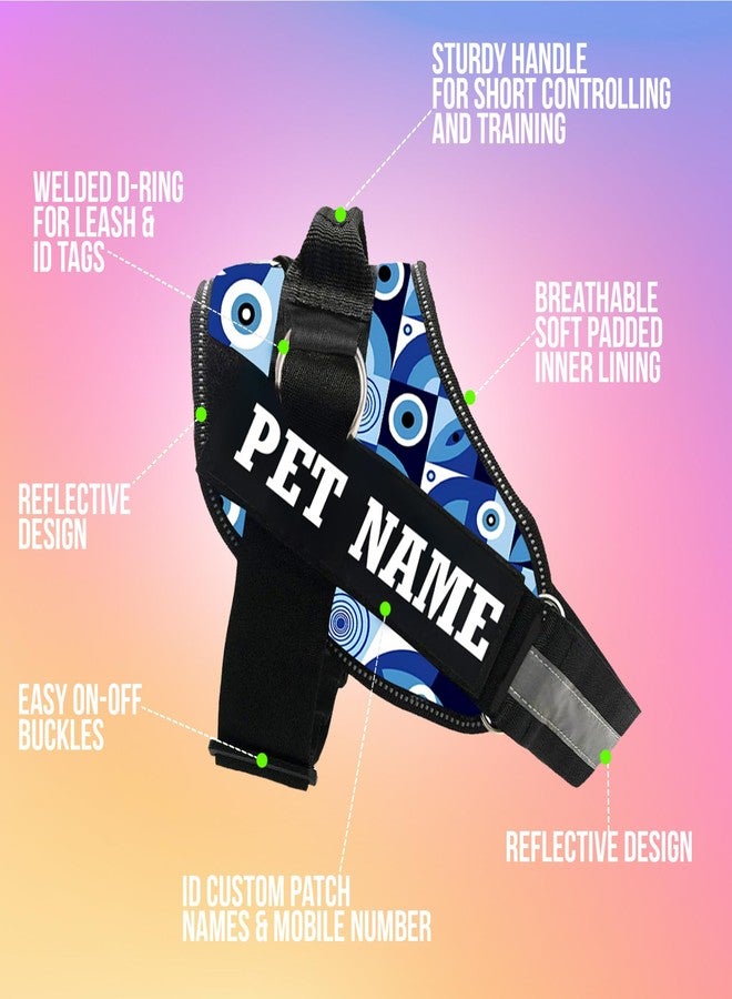 KIKA Pets Original Buddy Dog Harness | Dog Vest Harness, Extra Small Size (for Below 5 Kgs Dogs) Evil Eye Dog Harness,Evil Eye with Leash-Black Blue - Image 4